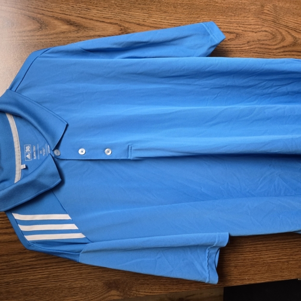 Adidas Blue Performance Polo Shirt with Three-Stripe Design